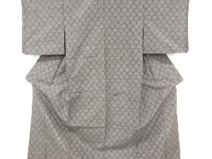 アンティーク　幾何学模様織り出し十日町紬単衣着物